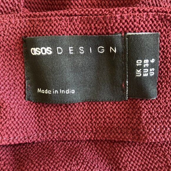 ASOS DESIGN button through midi tee dress with tie back in cherry red, Size 6 - Picture 4 of 4